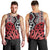 New Zealand Men Tank Top Aotearoa Kowhaiwhai Mix Taniko Art - Red