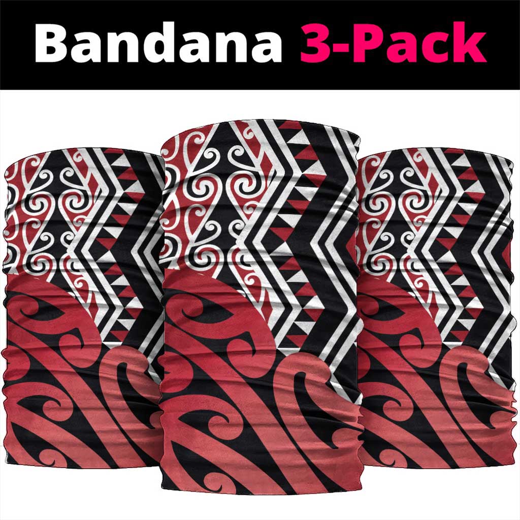New Zealand Neck Gaiter Aotearoa Kowhaiwhai Mix Taniko Art - Red LT14 package One Size: 25*50cm Red - Polynesian Pride