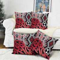 New Zealand Pillow Cover Aotearoa Kowhaiwhai Mix Taniko Art - Red LT14 - Polynesian Pride