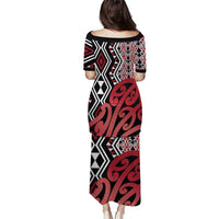 New Zealand Puletasi Aotearoa Kowhaiwhai Mix Taniko Art - Red LT14 - Polynesian Pride