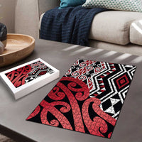 New Zealand Puzzle Aotearoa Kowhaiwhai Mix Taniko Art - Red - Polynesian Pride