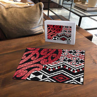 New Zealand Puzzle Aotearoa Kowhaiwhai Mix Taniko Art - Red - Polynesian Pride