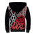 New Zealand Sherpa Hoodie Aotearoa Kowhaiwhai Mix Taniko Art - Red