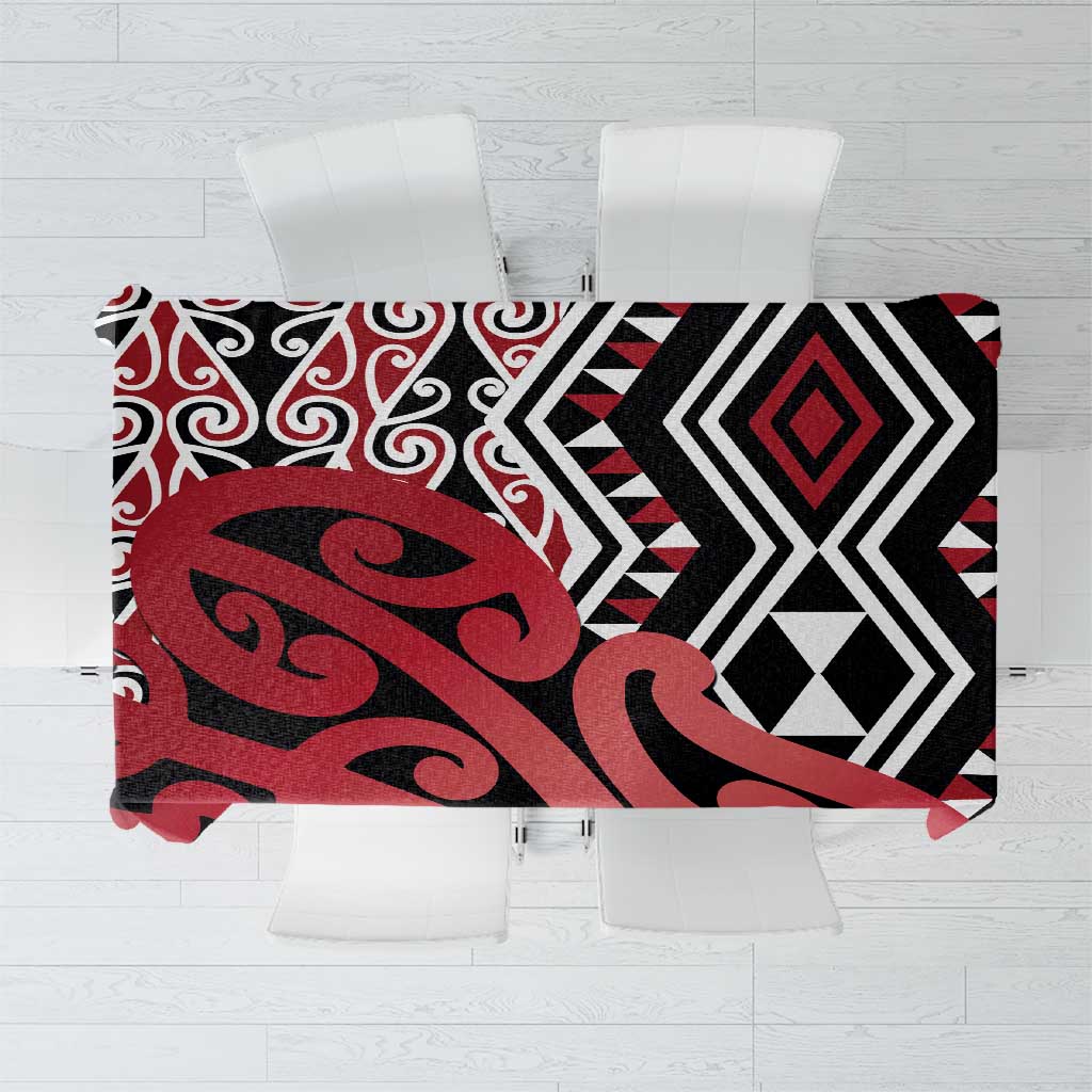 New Zealand Tablecloth Aotearoa Kowhaiwhai Mix Taniko Art - Red LT14 Red - Polynesian Pride