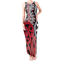 New Zealand Tank Maxi Dress Aotearoa Kowhaiwhai Mix Taniko Art - Red