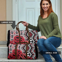 New Zealand Travel Bag Aotearoa Kowhaiwhai Mix Taniko Art - Red - Polynesian Pride