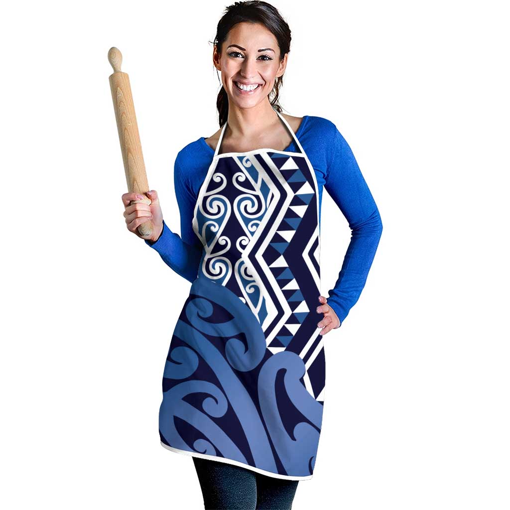 New Zealand Apron Aotearoa Kowhaiwhai Mix Taniko Art - Blue - Polynesian Pride