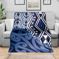 New Zealand Blanket Aotearoa Kowhaiwhai Mix Taniko Art - Blue