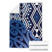 New Zealand Blanket Aotearoa Kowhaiwhai Mix Taniko Art - Blue