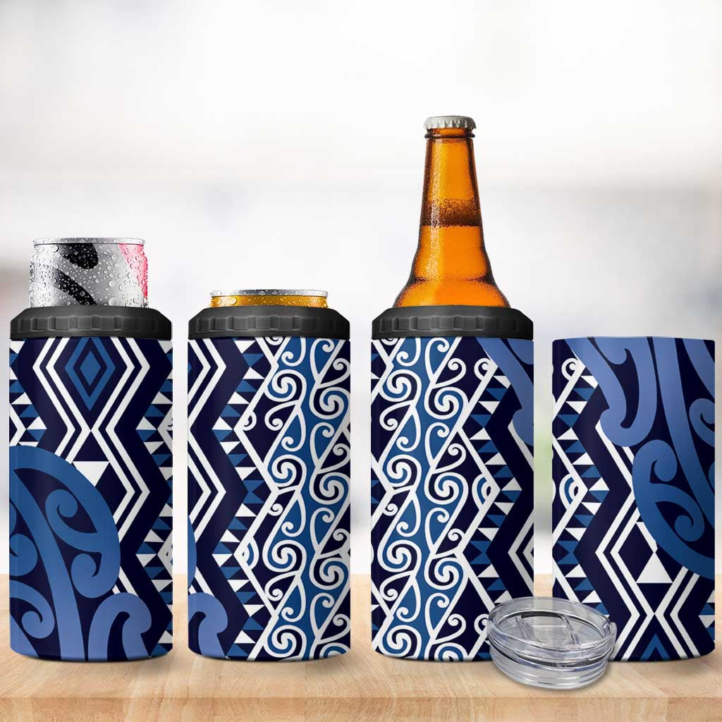 New Zealand 4 in 1 Can Cooler Tumbler Aotearoa Kowhaiwhai Mix Taniko Art - Blue LT14