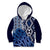 New Zealand Kid Hoodie Aotearoa Kowhaiwhai Mix Taniko Art - Blue