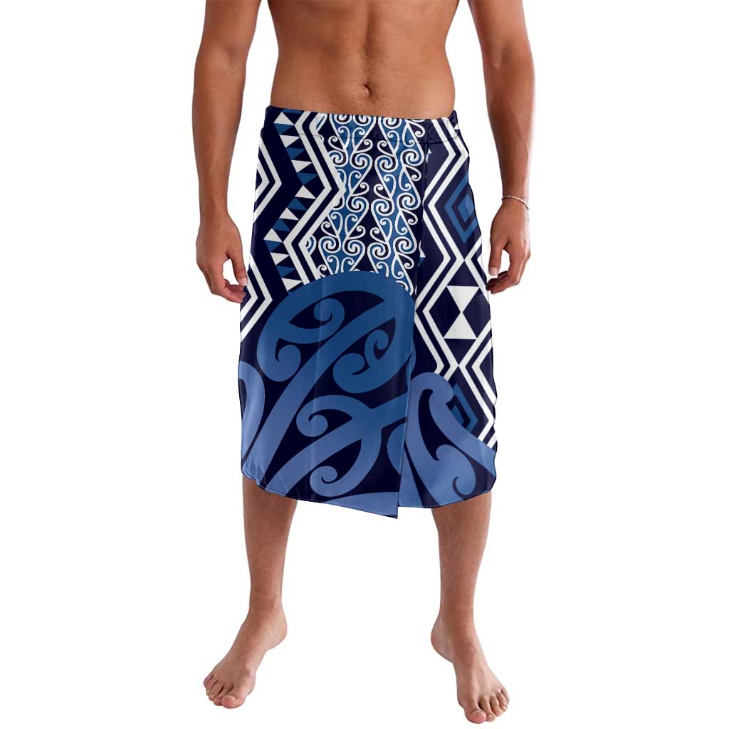 New Zealand Lavalava Aotearoa Kowhaiwhai Mix Taniko Art - Blue