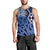 New Zealand Men Tank Top Aotearoa Kowhaiwhai Mix Taniko Art - Blue