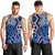 New Zealand Men Tank Top Aotearoa Kowhaiwhai Mix Taniko Art - Blue