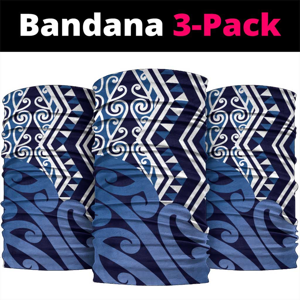 New Zealand Neck Gaiter Aotearoa Kowhaiwhai Mix Taniko Art - Blue LT14 package One Size: 25*50cm Blue - Polynesian Pride