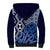 New Zealand Sherpa Hoodie Aotearoa Kowhaiwhai Mix Taniko Art - Blue