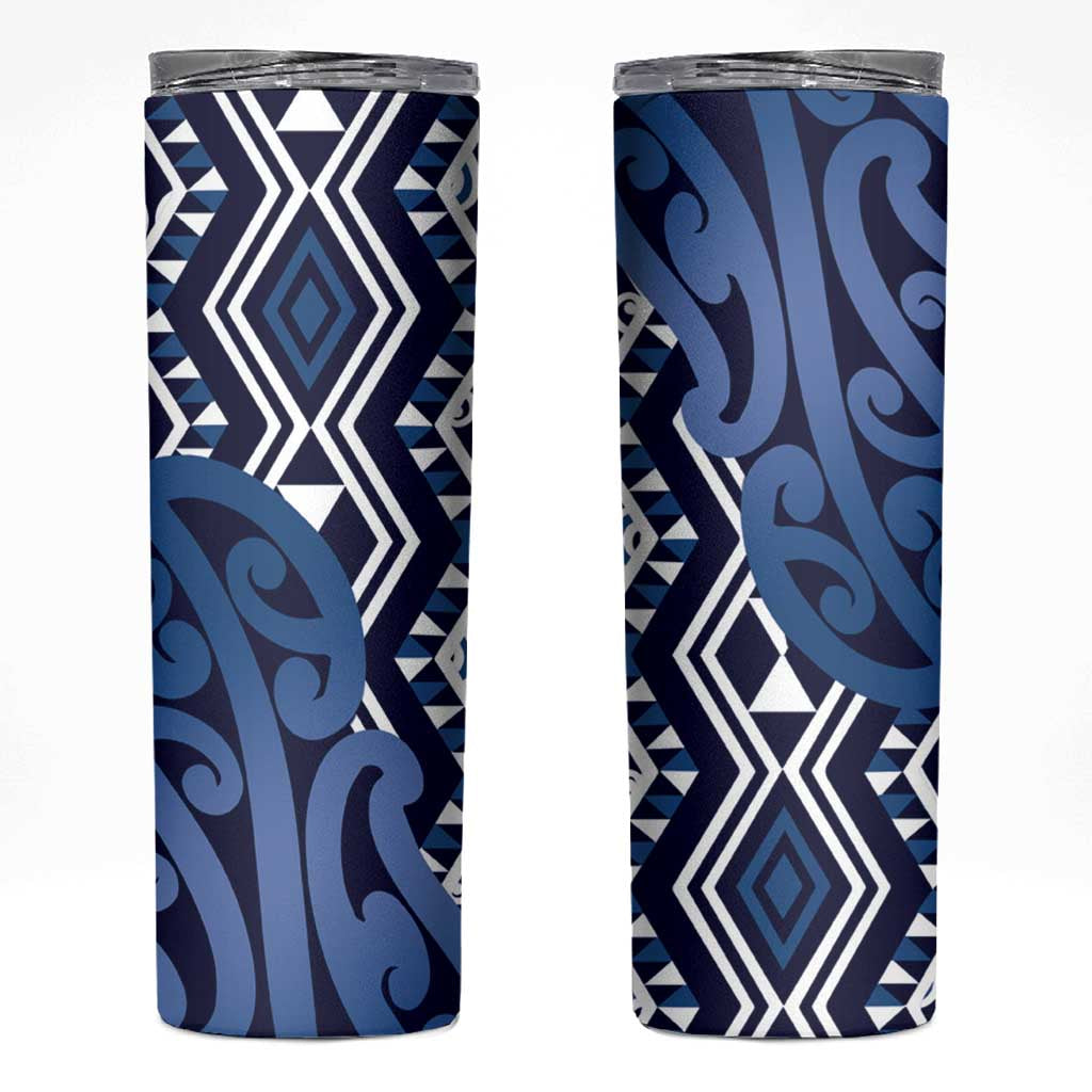 New Zealand Skinny Tumbler Aotearoa Kowhaiwhai Mix Taniko Art - Blue LT14