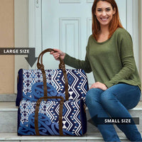 New Zealand Travel Bag Aotearoa Kowhaiwhai Mix Taniko Art - Blue - Polynesian Pride