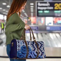 New Zealand Travel Bag Aotearoa Kowhaiwhai Mix Taniko Art - Blue - Polynesian Pride