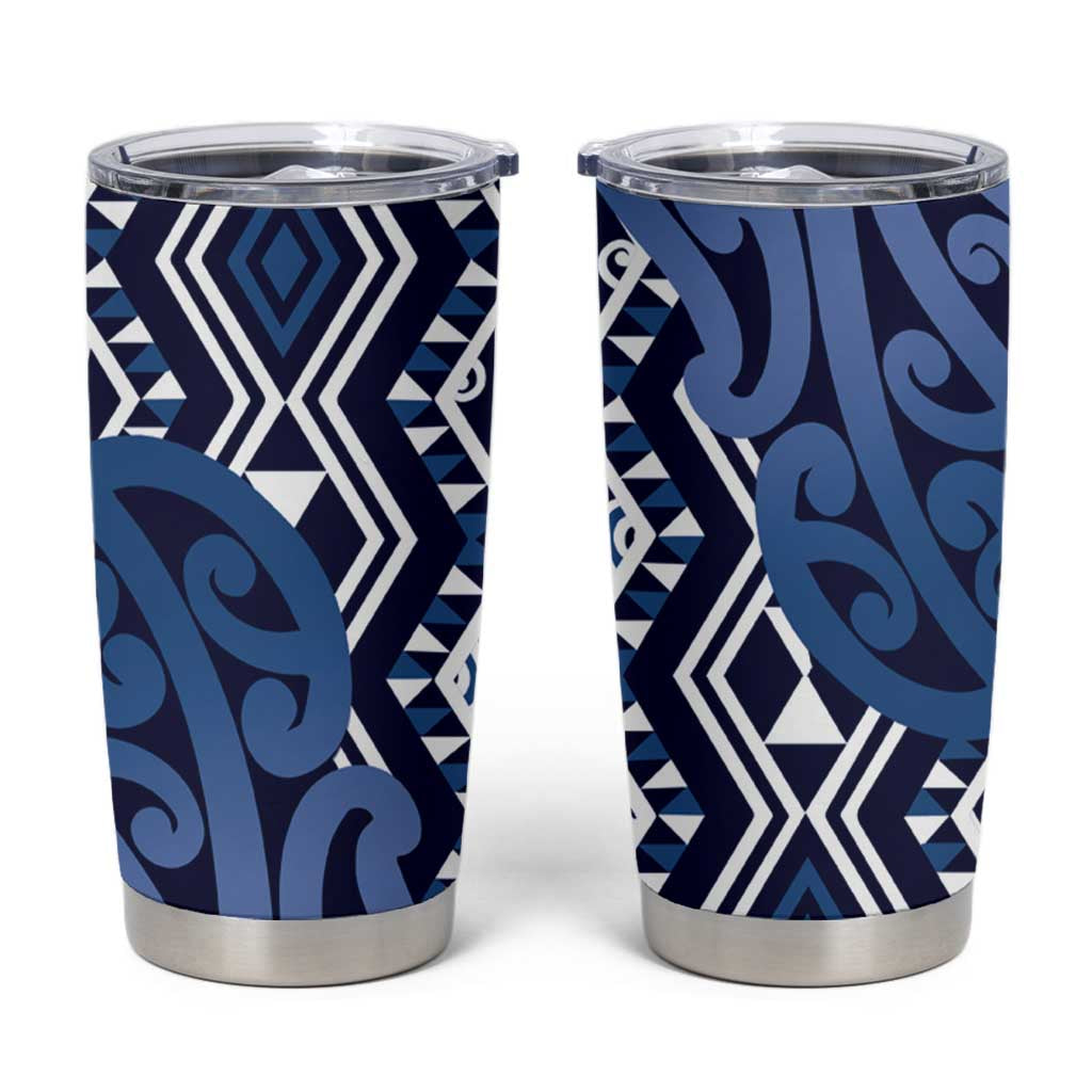 New Zealand Tumbler Cup Aotearoa Kowhaiwhai Mix Taniko Art - Blue LT14