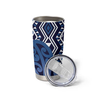 New Zealand Tumbler Cup Aotearoa Kowhaiwhai Mix Taniko Art - Blue LT14 - Polynesian Pride