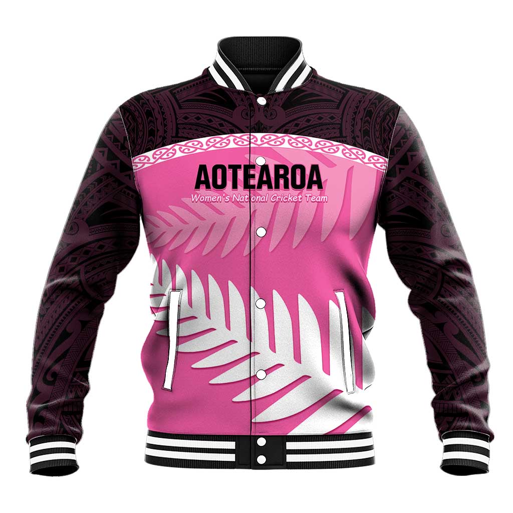 Custom New Zealand Aotearoa Cricket Baseball Jacket Go White Silver Fern