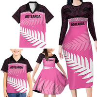 Custom New Zealand Aotearoa Cricket Family Matching Long Sleeve Bodycon Dress and Hawaiian Shirt Go White Silver Fern LT14 - Polynesian Pride