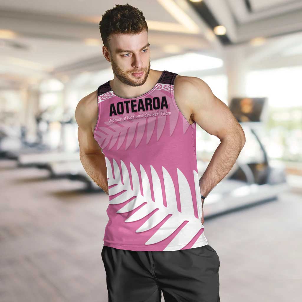 Custom New Zealand Aotearoa Cricket Men Tank Top Go White Silver Fern