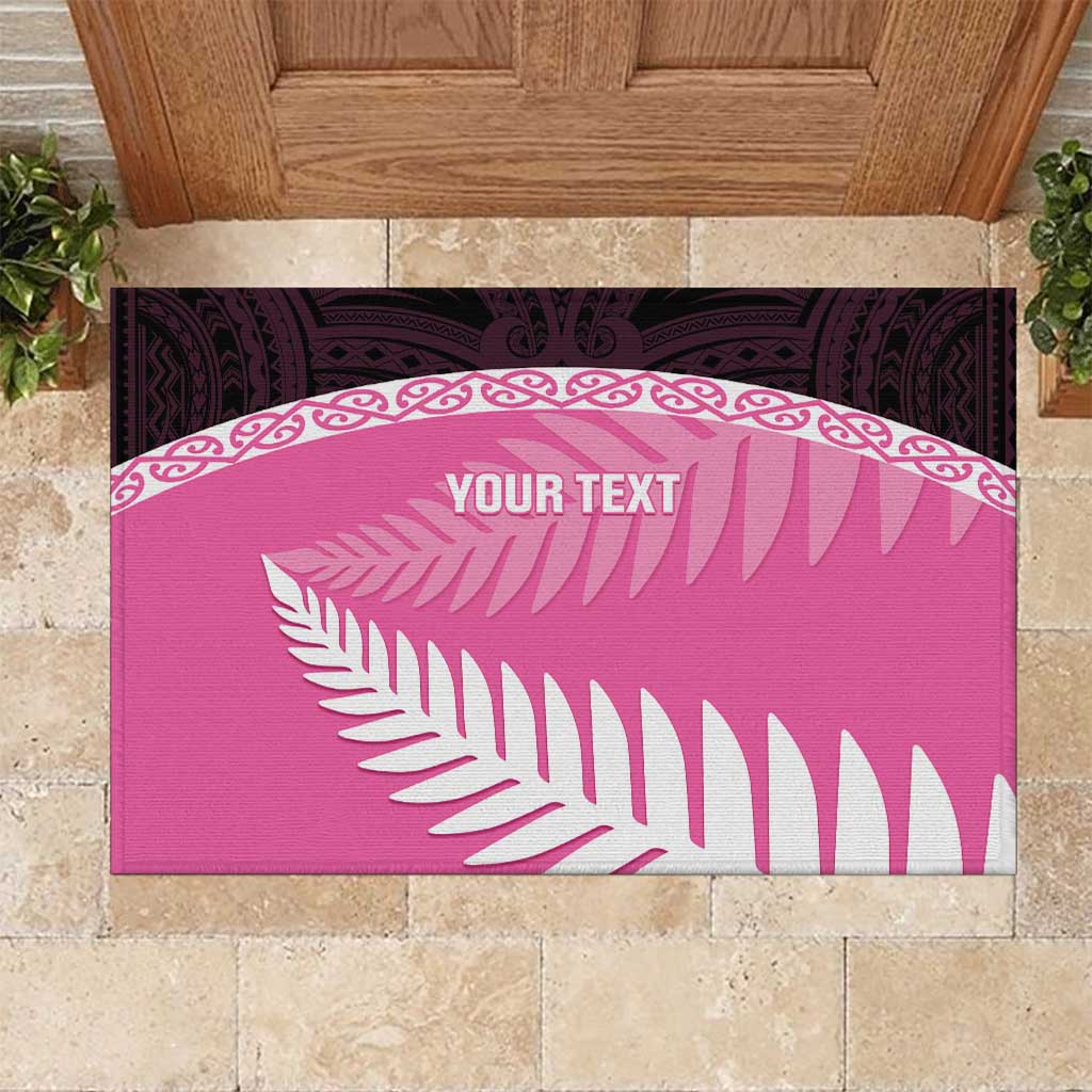 Custom New Zealand Aotearoa Cricket Rubber Doormat Go White Silver Fern LT14 Pink - Polynesian Pride