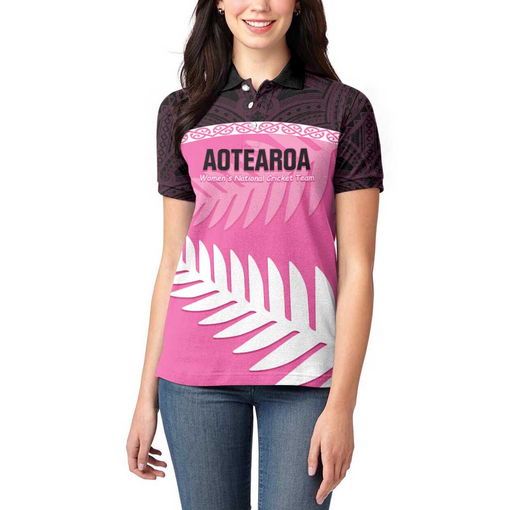 Custom New Zealand Aotearoa Cricket Women Polo Shirt Go White Silver Fern