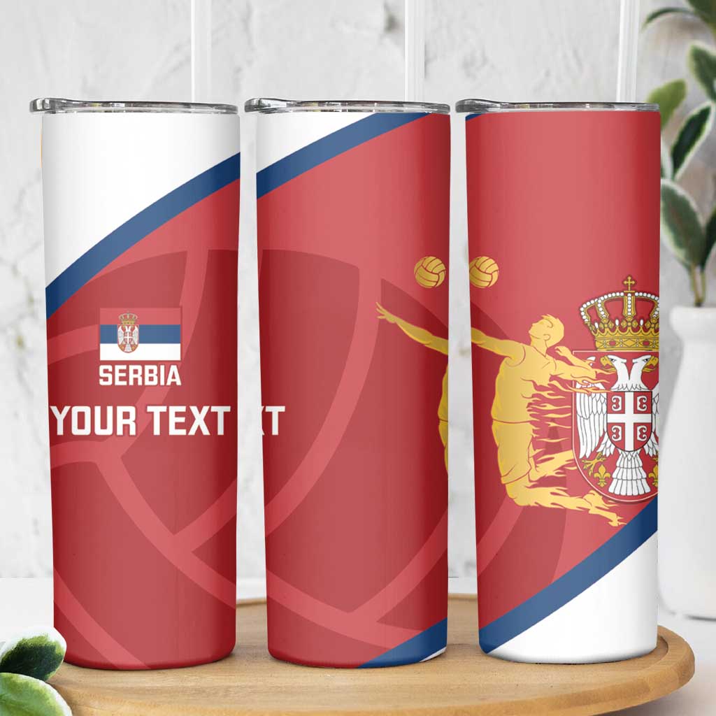 Custom Serbia Volleyball Skinny Tumbler 2025 Go Champions LT14 - Polynesian Pride