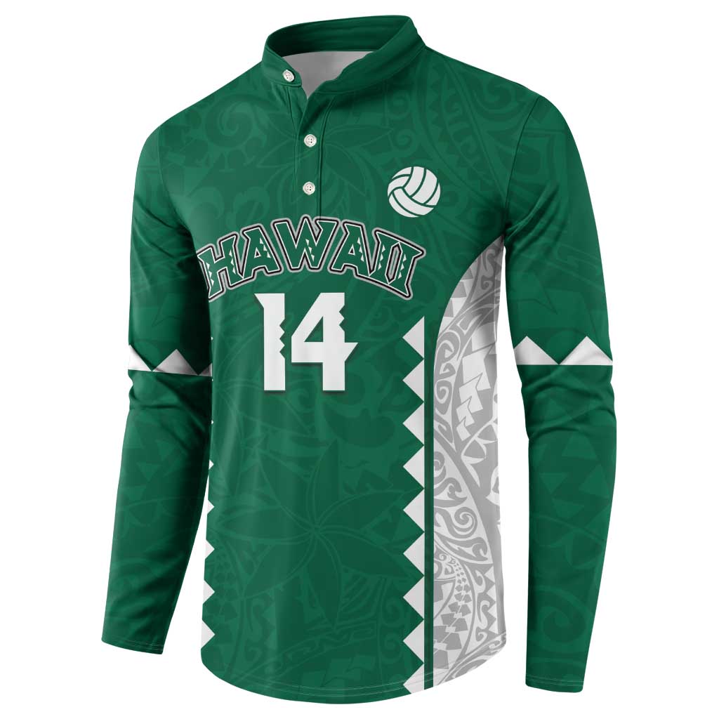 Custom Hawaii Volleyball Button Sweatshirt Hawaiian Kakau Pattern LT14 - Polynesian Pride