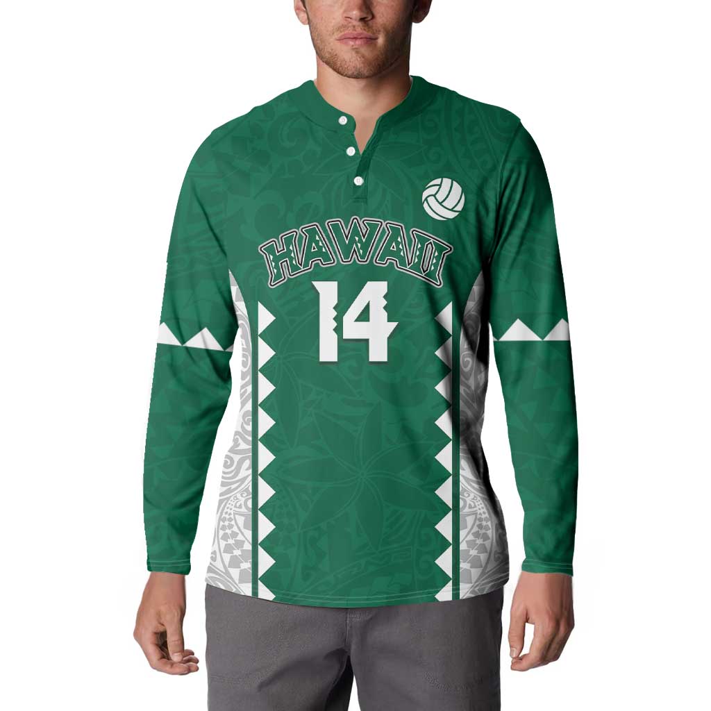 Custom Hawaii Volleyball Button Sweatshirt Hawaiian Kakau Pattern LT14 - Polynesian Pride
