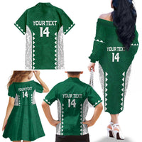 Custom Hawaii Volleyball Family Matching Off The Shoulder Long Sleeve Dress and Hawaiian Shirt Hawaiian Kakau Pattern