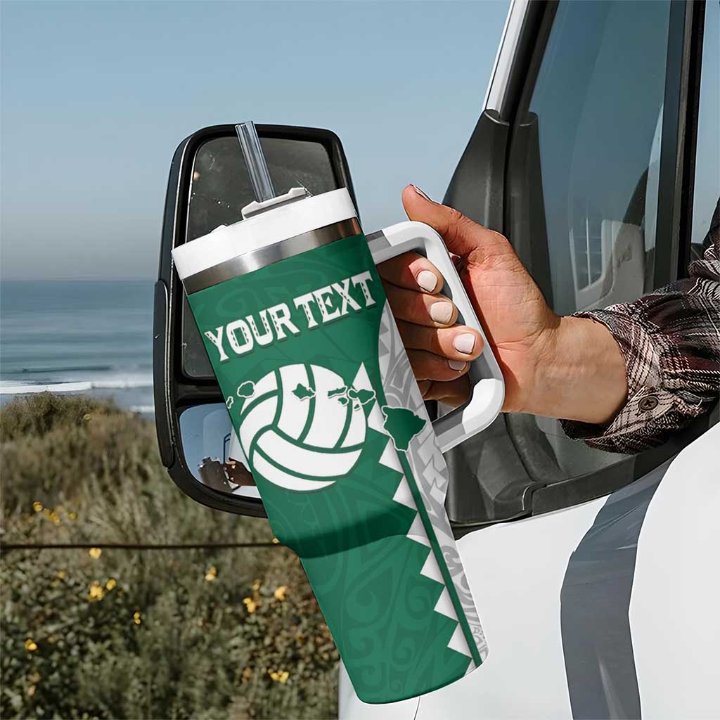 Custom Hawaii Volleyball Tumbler With Handle Hawaiian Kakau Pattern