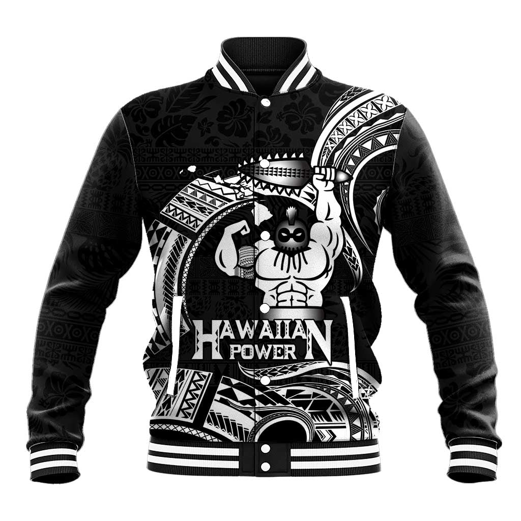 Black Hawaii Ikaika Warrior Baseball Jacket Hawaiian Power LT14 Unisex Black - Polynesian Pride