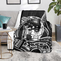 Black Hawaii Ikaika Warrior Blanket Hawaiian Power LT14 - Polynesian Pride