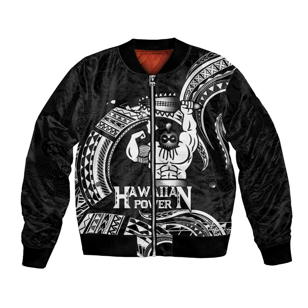 Black Hawaii Ikaika Warrior Bomber Jacket Hawaiian Power LT14 Unisex Black - Polynesian Pride