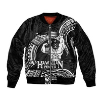 Black Hawaii Ikaika Warrior Bomber Jacket Hawaiian Power LT14 Unisex Black - Polynesian Pride