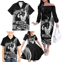 Black Hawaii Ikaika Warrior Family Matching Off The Shoulder Long Sleeve Dress and Hawaiian Shirt Hawaiian Power