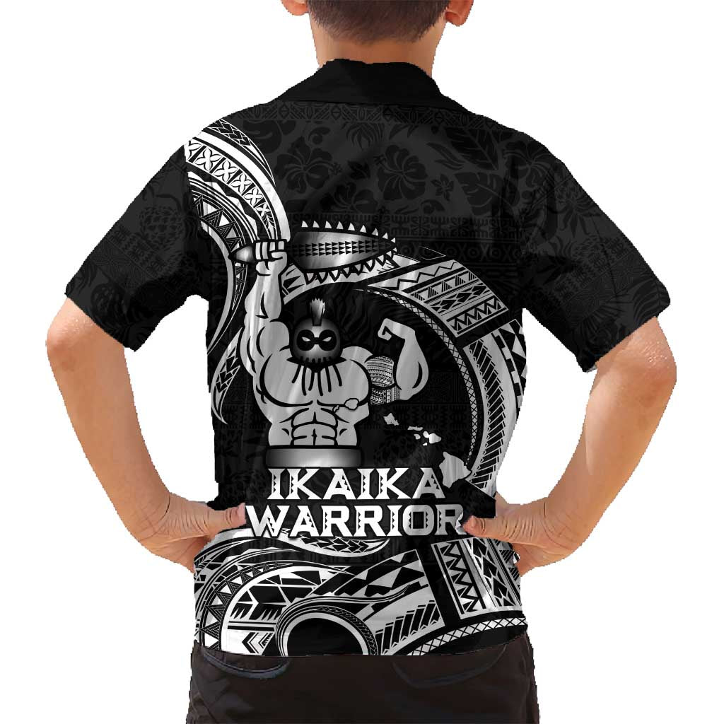 Black Hawaii Ikaika Warrior Family Matching Off Shoulder Maxi Dress and Hawaiian Shirt Hawaiian Power LT14 - Polynesian Pride