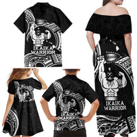 Black Hawaii Ikaika Warrior Family Matching Off Shoulder Maxi Dress and Hawaiian Shirt Hawaiian Power LT14 - Polynesian Pride