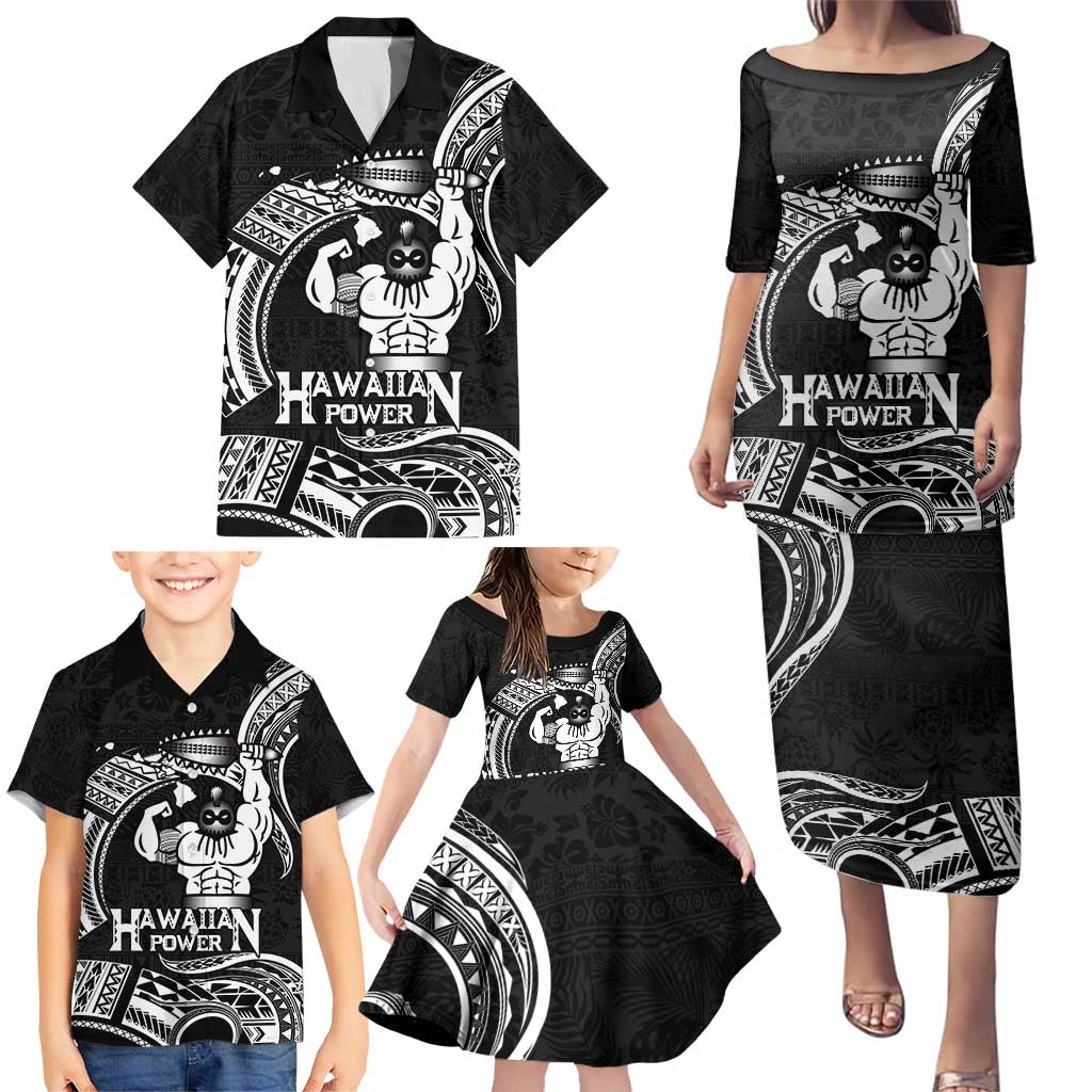 Black Hawaii Ikaika Warrior Family Matching Puletasi and Hawaiian Shirt Hawaiian Power