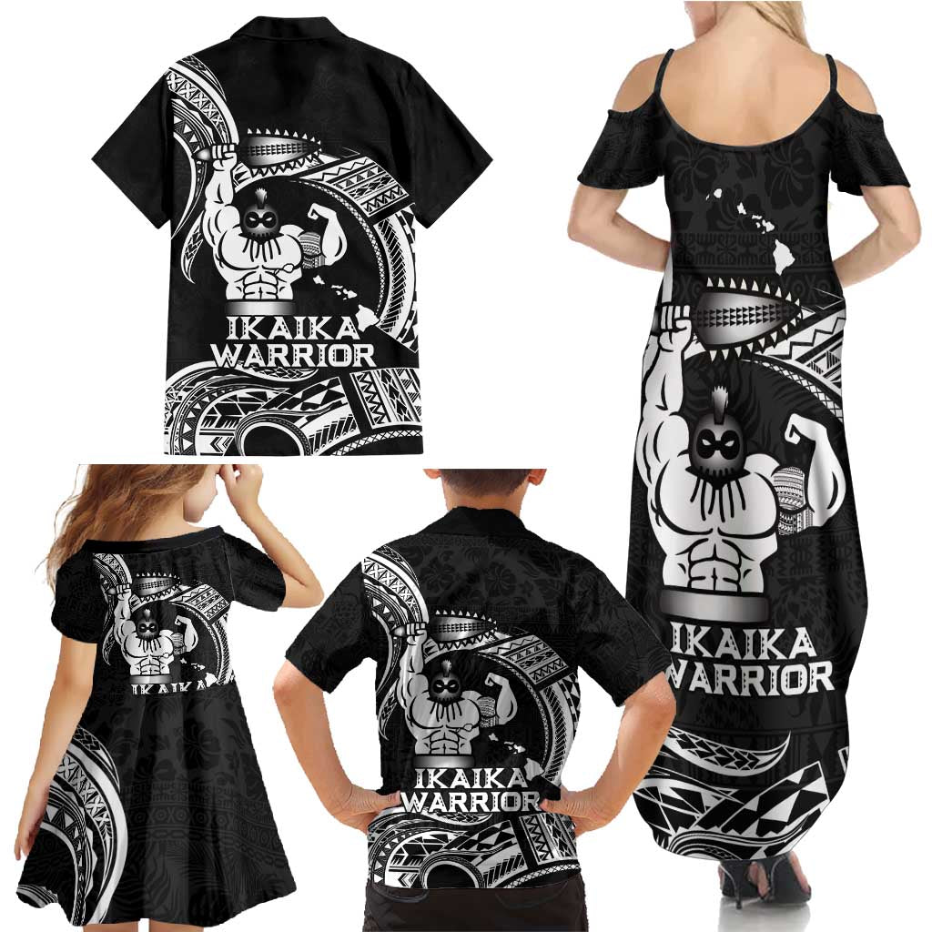 Black Hawaii Ikaika Warrior Family Matching Summer Maxi Dress and Hawaiian Shirt Hawaiian Power LT14 - Polynesian Pride