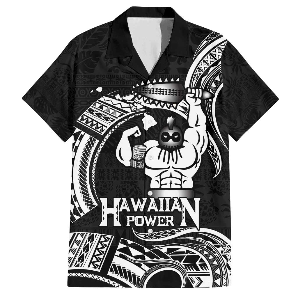 Black Hawaii Ikaika Warrior Family Matching Tank Maxi Dress and Hawaiian Shirt Hawaiian Power LT14 Dad's Shirt - Short Sleeve Black - Polynesian Pride