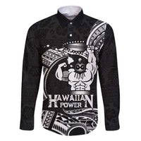 Black Hawaii Ikaika Warrior Family Matching Tank Maxi Dress and Hawaiian Shirt Hawaiian Power LT14 Dad's Shirt - Long Sleeve Black - Polynesian Pride