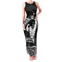 Black Hawaii Ikaika Warrior Family Matching Tank Maxi Dress and Hawaiian Shirt Hawaiian Power LT14 Mom's Dress Black - Polynesian Pride