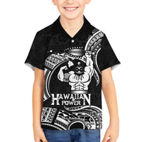 Black Hawaii Ikaika Warrior Family Matching Tank Maxi Dress and Hawaiian Shirt Hawaiian Power LT14 Son's Shirt Black - Polynesian Pride