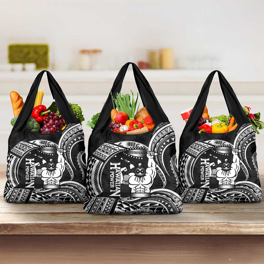 Black Hawaii Ikaika Warrior Grocery Bag Hawaiian Power LT14 3-pack One Size Black - Polynesian Pride