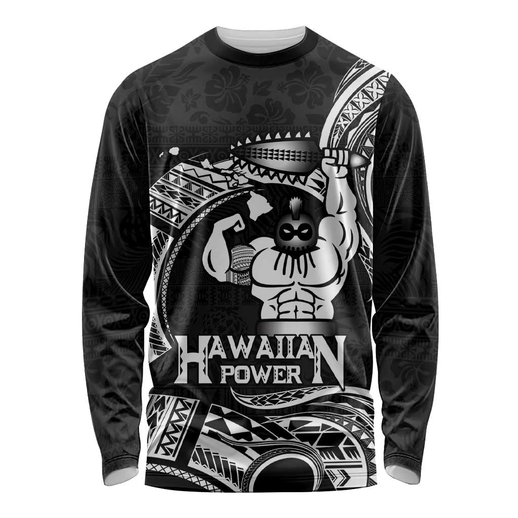 Black Hawaii Ikaika Warrior Long Sleeve Shirt Hawaiian Power LT14 Unisex Black - Polynesian Pride